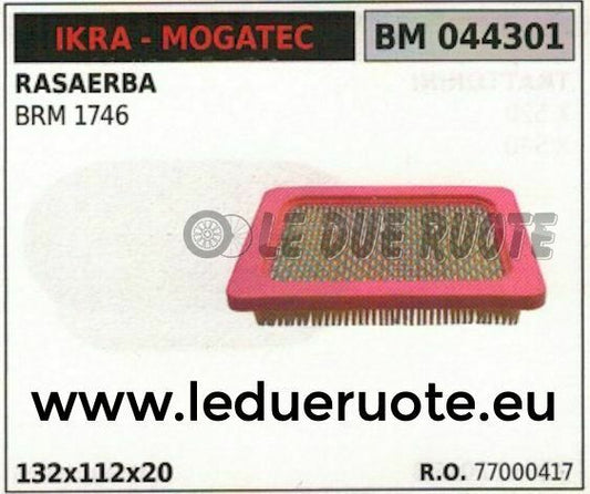 77000417 FILTRO ARIA RASAERBA TOSAERBA IKRA MOGATEC BRM 1746 132x112x20