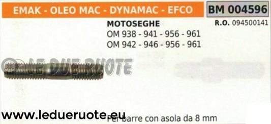 094500141 PRIGIONIERO FISSAGGIO BARRA MOTOSEGA OLEOMAC 942 946 956 961 8mm
