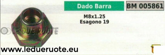 DADO BARRA MOTOSEGA UNIVERSALE ESAGONO CHIAVE 19 M 8x1.25 TIPO 2