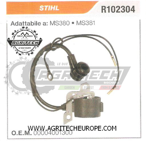 00004001300  BOBINA  ELETTRONICA  CENTRALINA MOTOSEGA  STIHL MS380 MS381