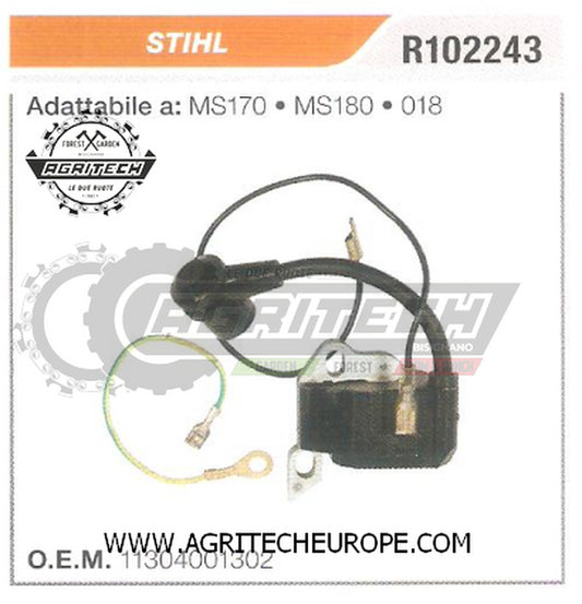 11304001302  BOBINA  ELETTRONICA CENTRALINA MOTOSEGA  STIHL MS180 MS170 018