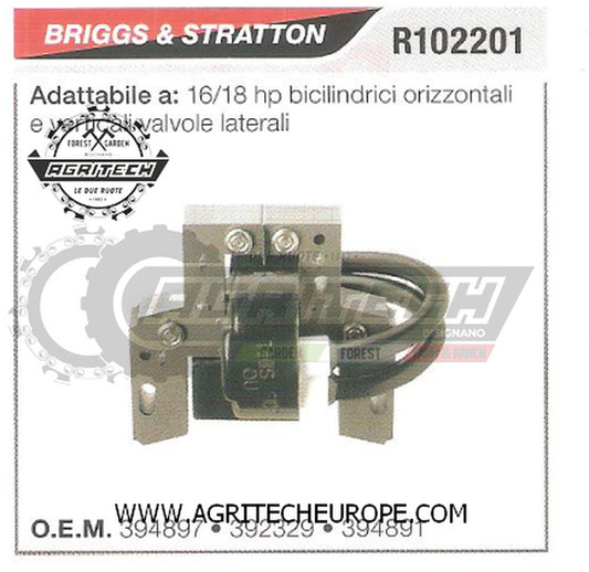 392329 BOBINA ELETTRONICA CENTRALINA BRIGGS & STRATTON  16/18HP VALVOLE LATERALI