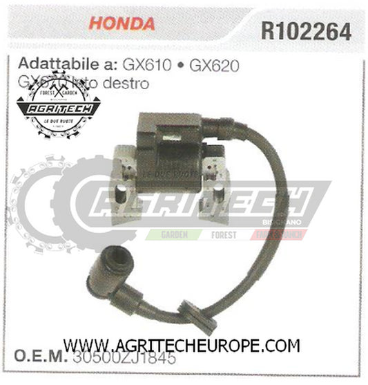 30500ZJ1845 BOBINA ELETTRONICA  HONDA MOTORE  GX670(LATO DESTRO) GX610 GX620