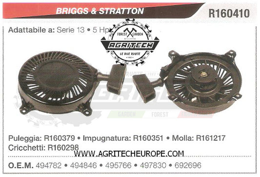 494782 CARTER AVVIAMENTO COMPLETI MOTORE BRIGGS & STRATTON  SERIE 13  5-HP