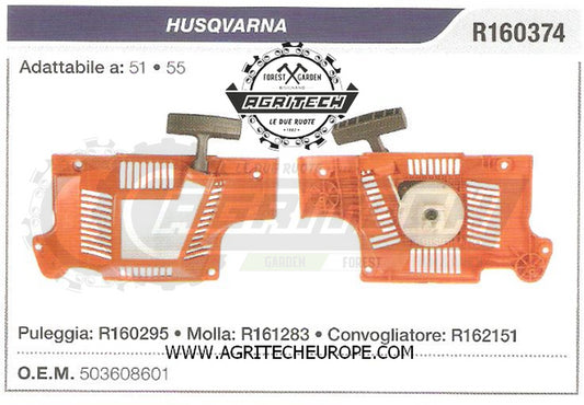 503608601 CARTER AVVIAMENTO COMPLETI AVVIATORE MOTOSEGA HUSQVARNA 51 55