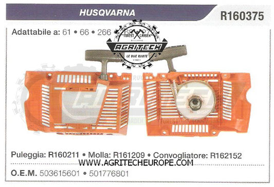503615601 CARTER AVVIAMENTO COMPLETI AVVIATORE MOTOSEGA HUSQVARNA 61 66 266 268
