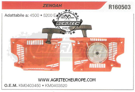 KM0403450 CARTER AVVIAMENTO COMPLETI AVVIATORE  ZENOAH 4500 5200 E-STARTER