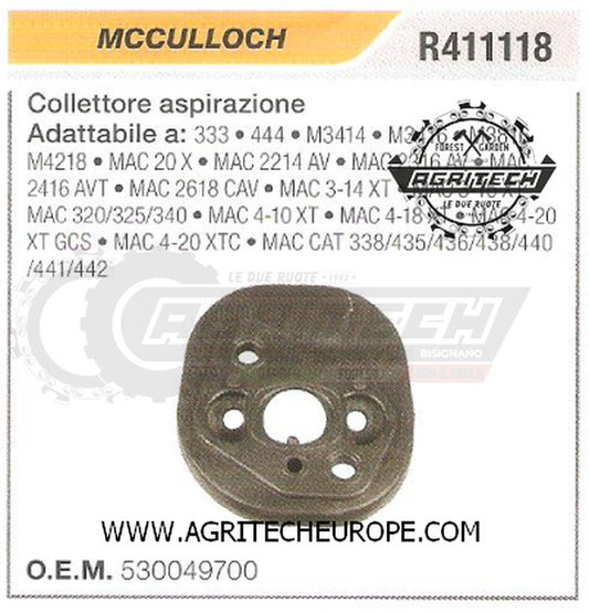 530049700 COLLETTORE FLANGIA TERMICA  MOTOSEGA MCCULLOCH  MAC 4-20 XT  GCS