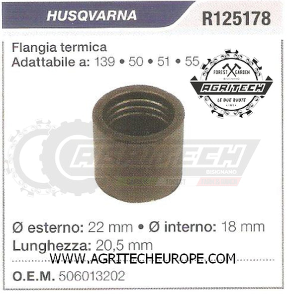 506013202 COLLETTORE FLANGIA TERMICA TRATTORINI RASAERBA HUSQVARNA 139 50 51 55