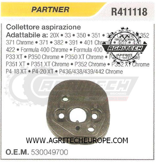 530049700 COLLETTORE FLANGIA TERMICA  MOTOSEGA PARTNER 422  FORMULA 400-CHROME