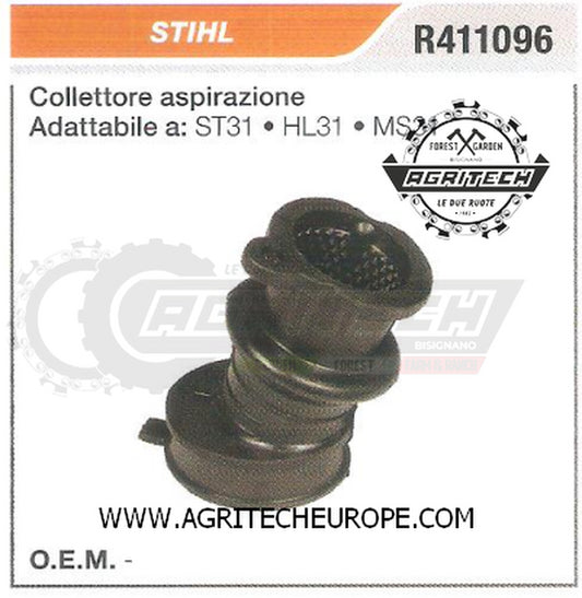 R411096 COLLETTORE FLANGIA TERMICA MOTORE STIHL HL31 ST31 MS31