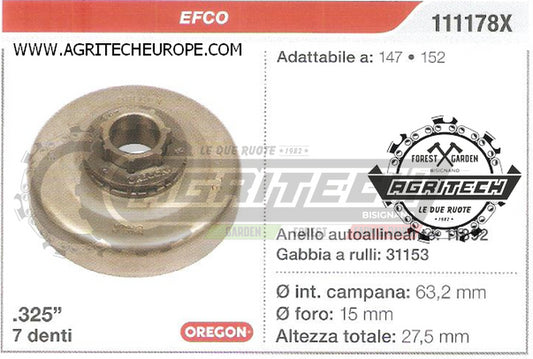 111178X OREGON PIGNONE CAMPANA FRIZIONE MOTOSEGA EFCO 147 152 .325" 7 DENTI