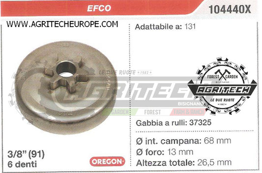 104440X OREGON PIGNONE CAMPANA FRIZIONE MOTOSEGA EFCO 131  3/8" 6 DENTI