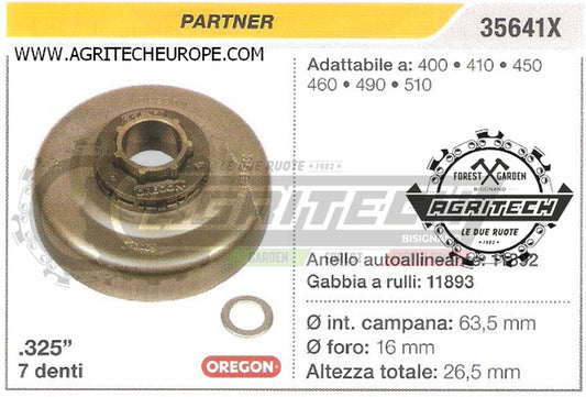 35641X FORESTAL PIGNONE CAMPANA FRIZIONE MOTOSEGA PARTNER 400 410  .325" 7 DENTI