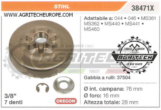 38471X OREGON PIGNONE CAMPANA FRIZIONE MOTOSEGA STIHL 044 046  3/8" 7 DENTI