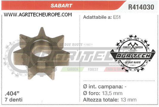 R414030 OREGON PIGNONE CAMPANA FRIZIONE MOTOSEGA SABART E51  .404" 7 DENTI