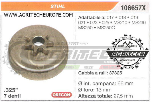 106657X PIGNONE CAMPANA FRIZIONE MOTOSEGA STIHL MS250  .325" 7 DENTI
