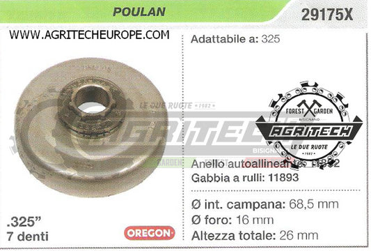 29175X  OREGON PIGNONE CAMPANA FRIZIONE MOTOSEGA POULAN 325 .325" 7 DENTI