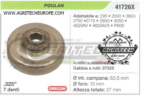 41726X OREGON PIGNONE CAMPANA FRIZIONE MOTOSEGA POULAN 4620AVX .325" 7 DENTI