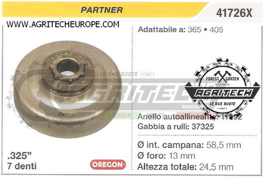 41726X OREGON PIGNONE CAMPANA FRIZIONE MOTOSEGA PARTNER 365 405 .325" 7 DENTI