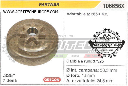 106656X OREGON PIGNONE CAMPANA FRIZIONE MOTOSEGA PARTNER 365 405 .325" 7 DENTI
