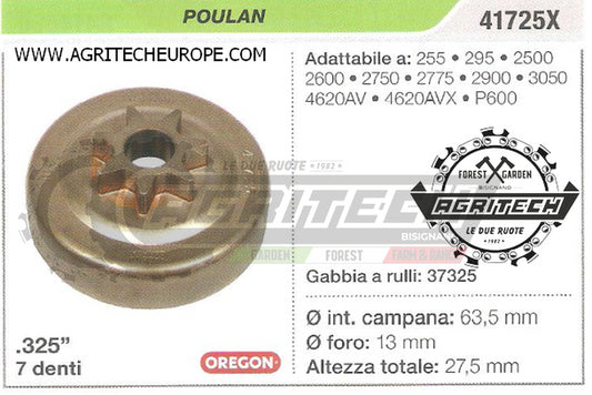 41725X OREGON PIGNONE CAMPANA FRIZIONE MOTOSEGA POULAN 2900 3050  .325" 7 DENTI