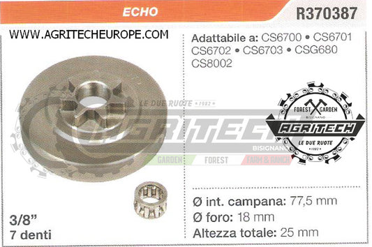 R370387 OREGON PIGNONE CAMPANA FRIZIONE MOTOSEGA ECHO CS6700 CS6701 3/8" 7 DENTI