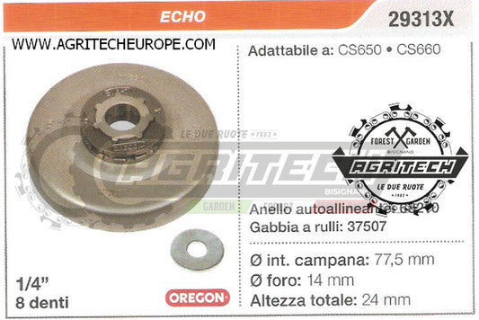 29313X OREGON PIGNONE CAMPANA FRIZIONE MOTOSEGA ECHO CS650 CS660 1/4" 8 DENTI