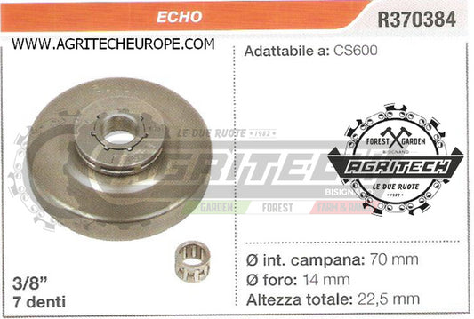 R370384 OREGON PIGNONE CAMPANA FRIZIONE MOTOSEGA ECHO CS600 3/8" 7 DENTI