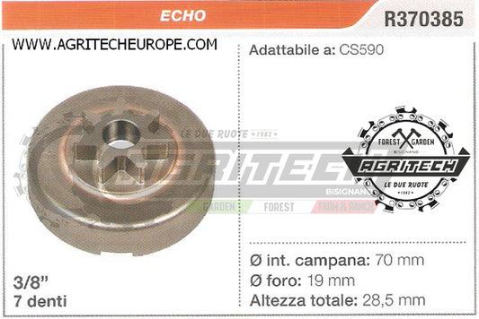 R370385 OREGON PIGNONE CAMPANA FRIZIONE MOTOSEGA ECHO CS590 3/8" 7 DENTI