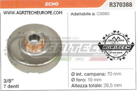 R370388 OREGON PIGNONE CAMPANA FRIZIONE MOTOSEGA ECHO CS680 3/8" 7 DENTI