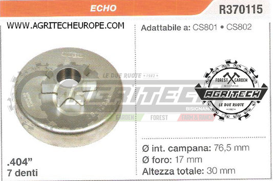 R370115 OREGON PIGNONE CAMPANA FRIZIONE MOTOSEGA ECHO CS801 CS802 .404" 7 DENTI