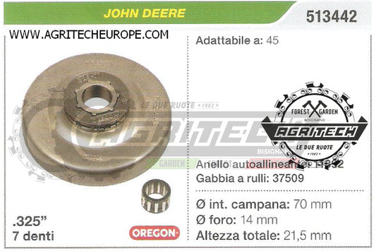 513442 PIGNONE CAMPANA FRIZIONE MOTOSEGA JOHN DEERE 45 .325" 7 DENTI
