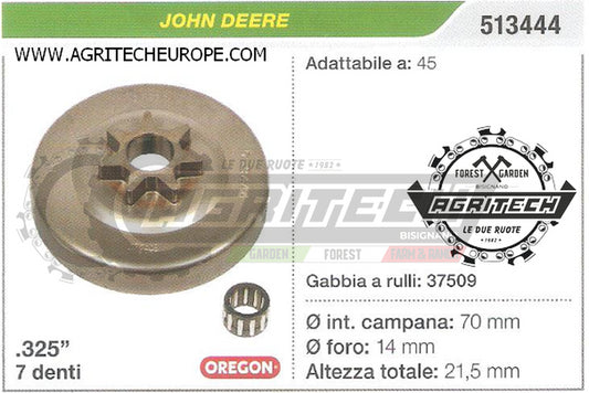 513444 OREGON PIGNONE CAMPANA FRIZIONE MOTOSEGA JOHN DEERE 45 .325" 7 DENTI