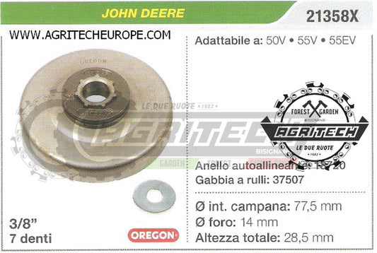 21358X OREGON PIGNONE CAMPANA FRIZIONE MOTOSEGA JOHN DEERE 50V 55V 3/8" 7 DENTI