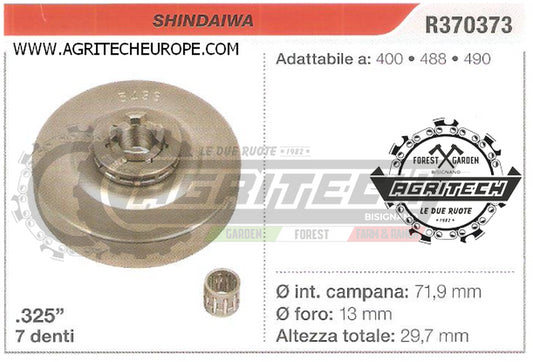 R370373 OREGON PIGNONE CAMPANA FRIZIONE MOTOSEGA SHINDAIWA 490 .325" 7 DENTI