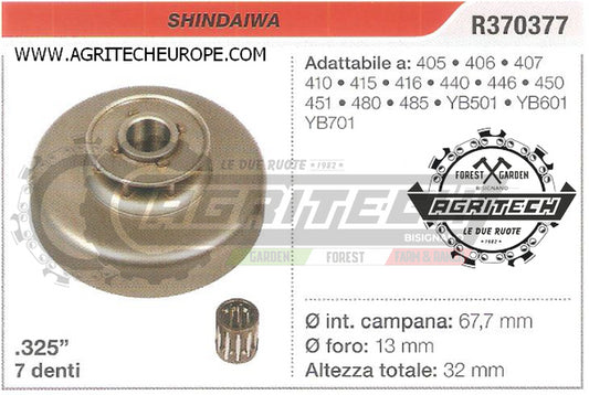 R370377 OREGON PIGNONE CAMPANA FRIZIONE MOTOSEGA SHINDAIWA YB501 .325" 7 DENTI
