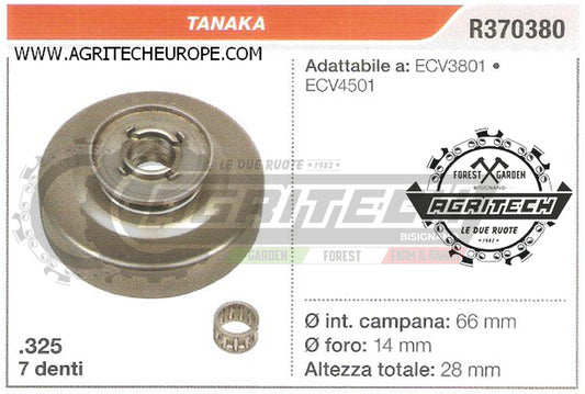 R370380 OREGON PIGNONE CAMPANA FRIZIONE MOTOSEGA TANAKA  ECV4501 .325" 7 DENTI