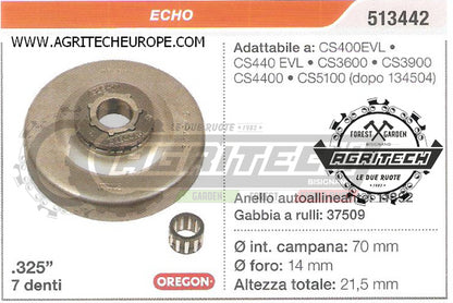 513442 PIGNONE CAMPANA FRIZIONE MOTOSEGA ECHO CS440EVL .325" 7 DENTI