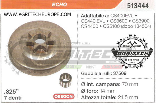 513444 OREGON PIGNONE CAMPANA FRIZIONE MOTOSEGA ECHO CS4400 CS5100 .325" 7 DENTI