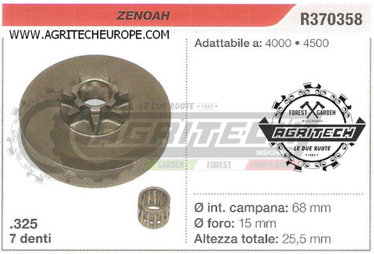 R370358 OREGON PIGNONE CAMPANA FRIZIONE MOTOSEGA ZENOAH 4000 4500 .325" 7 DENTI