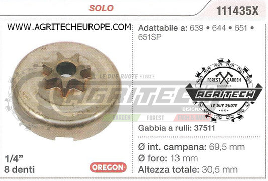 111435X OREGON PIGNONE CAMPANA FRIZIONE MOTOSEGA SOLO 651SP  1/4" 8 DENTI