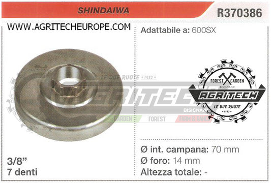 R370386 OREGON PIGNONE CAMPANA FRIZIONE MOTOSEGA SHINDAIWA 600SX  3/8" 7 DENTI