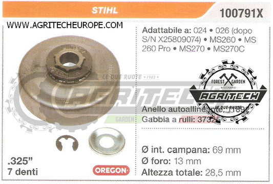 100791X OREGON PIGNONE CAMPANA FRIZIONE MOTOSEGA STIHL MS260  .325" 7 DENTI