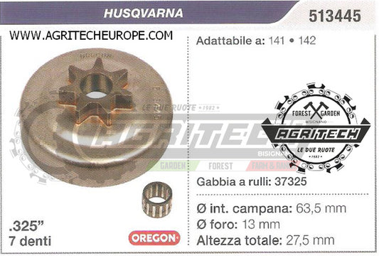 513445 OREGON PIGNONE CAMPANA FRIZIONE MOTOSEGA HUSQVARNA 141 142  .325" 7 DENTI