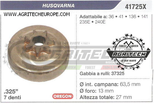 41725X OREGON PIGNONE CAMPANA FRIZIONE MOTOSEGA HUSQVARNA 240E  .325" 7 DENTI