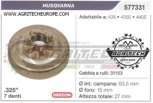 577331 OREGON PIGNONE CAMPANA FRIZIONE MOTOSEGA HUSQVARNA 440E .325" 7 DENTI