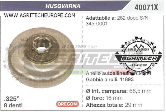 40071X OREGON PIGNONE CAMPANA FRIZIONE MOTOSEGA HUSQVARNA 262 .325" 8 DENTI