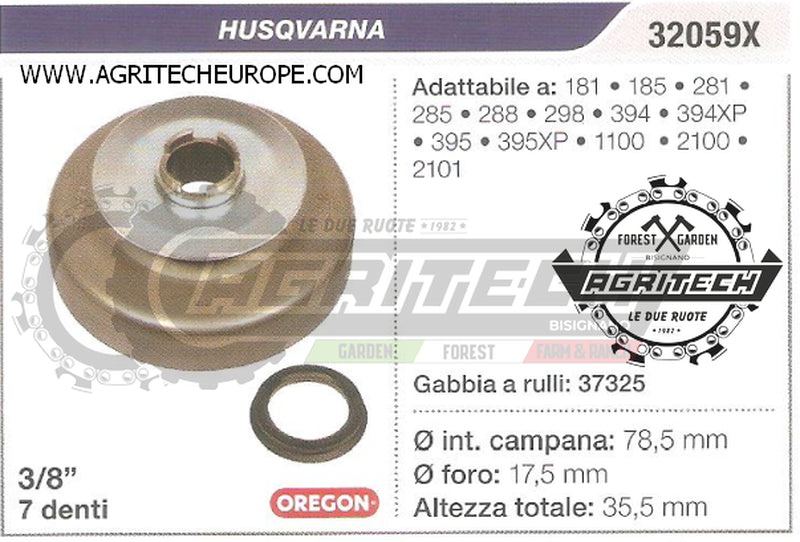 32059X OREGON PIGNONE CAMPANA FRIZIONE MOTOSEGA HUSQVARNA 1100 3/8" 7 DENTI