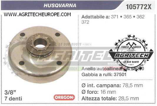 105772X OREGON PIGNONE CAMPANA FRIZIONE MOTOSEGA HUSQVARNA 371 365  3/8" 7 DENTI